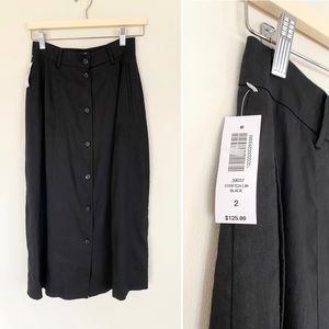 Aritzia t. babaton Stretch Linen Black Midi Skirt, size 2 (27.25 to 28” waist)